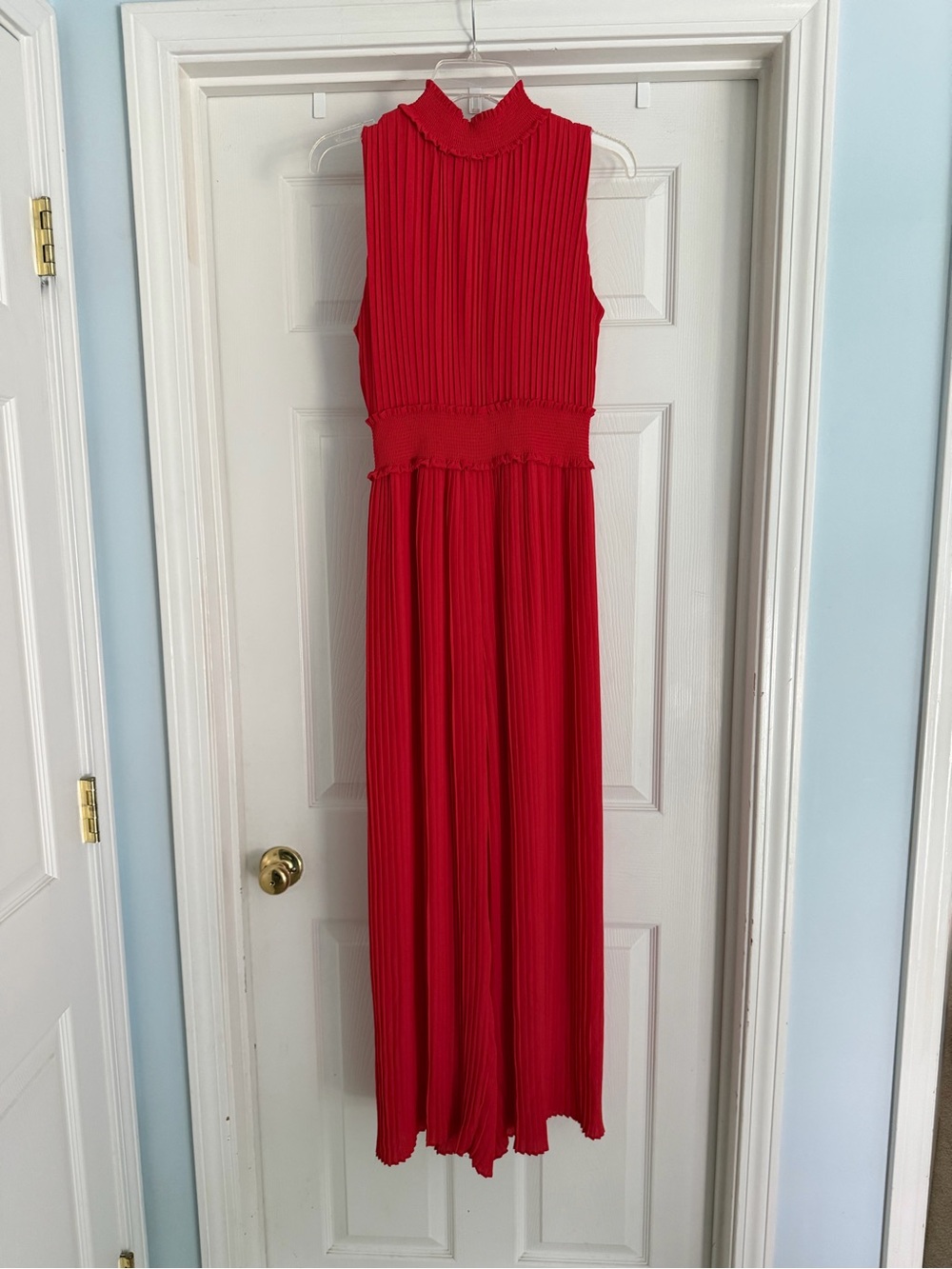 Nanette Lepore Red Sleeveless Pleated Jumpsuit